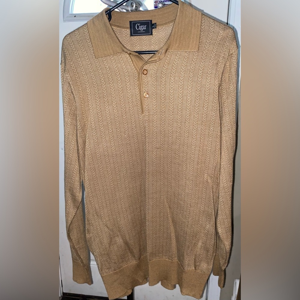 CIGAR COUTURE Men’s Long Sleeve Sweater, Size L, Brown color